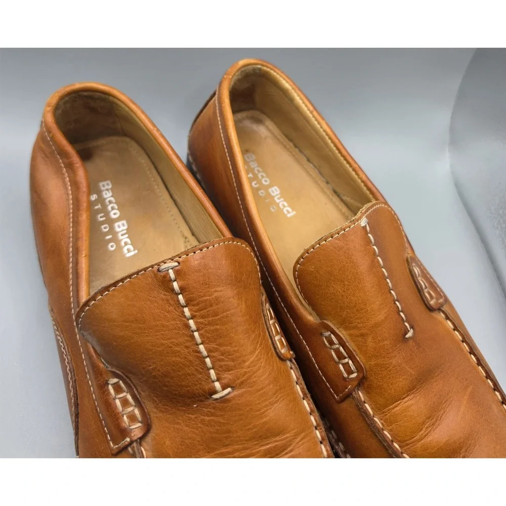 Bacco Bucci Studio Men's 11M Brown Leather Loafers Vero Cuoio Slip On Dress...